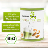 Matchamagic - Matcha latte in polvere biologico dal Giappone con zucchero di fiori di cocco per un tè delizioso