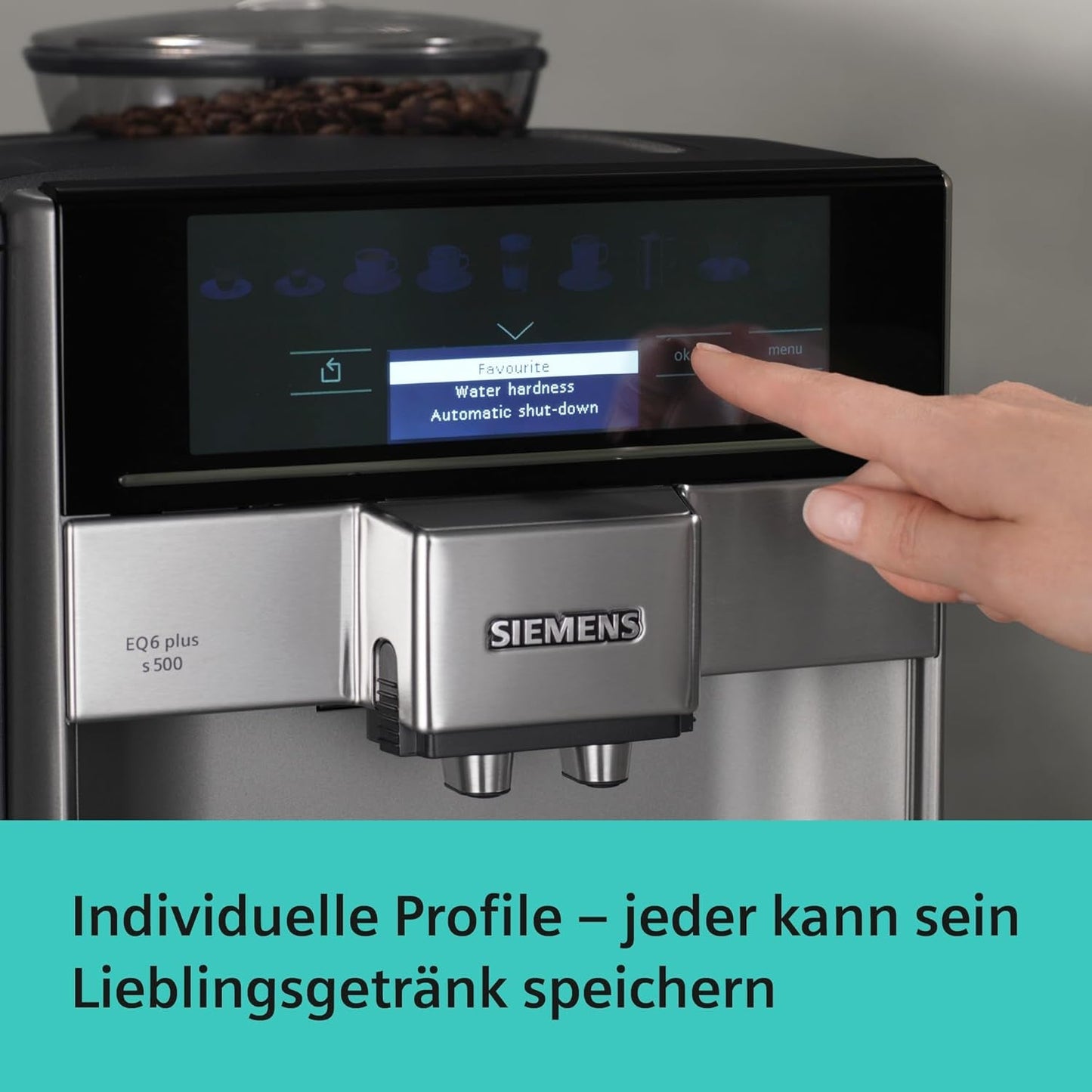 Macchina per caffè espresso automatica Siemens EQ.6 plus s300 TE653501DE, per molte specialità di caffè, montalatte, macinacaffè in ceramica, doppia funzione caffè, anticalcare, pulizia automatica a vapore, 1500 W, argento