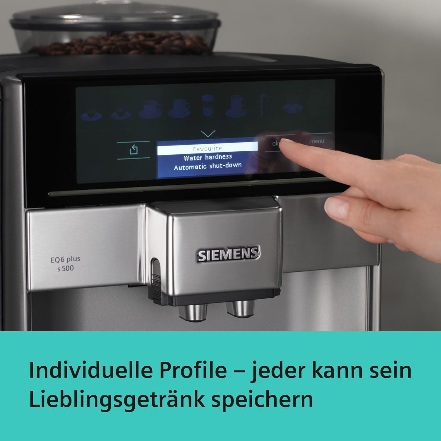 Macchina per caffè espresso automatica Siemens EQ.6 plus s300 TE653501DE, per molte specialità di caffè, montalatte, macinacaffè in ceramica, doppia funzione caffè, anticalcare, pulizia automatica a vapore, 1500 W, argento