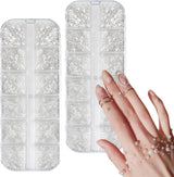 12 Größen Nail Art Perlen, Flache Perlen, Nail Art Accessori, Halbkreis Nagelperlen, Weiße Nail Charms Und Glitzersteine ​​​​Nägel Für Nail Art Design, DIY Basteln, Alltag, Hochzeit (2 Boxes)