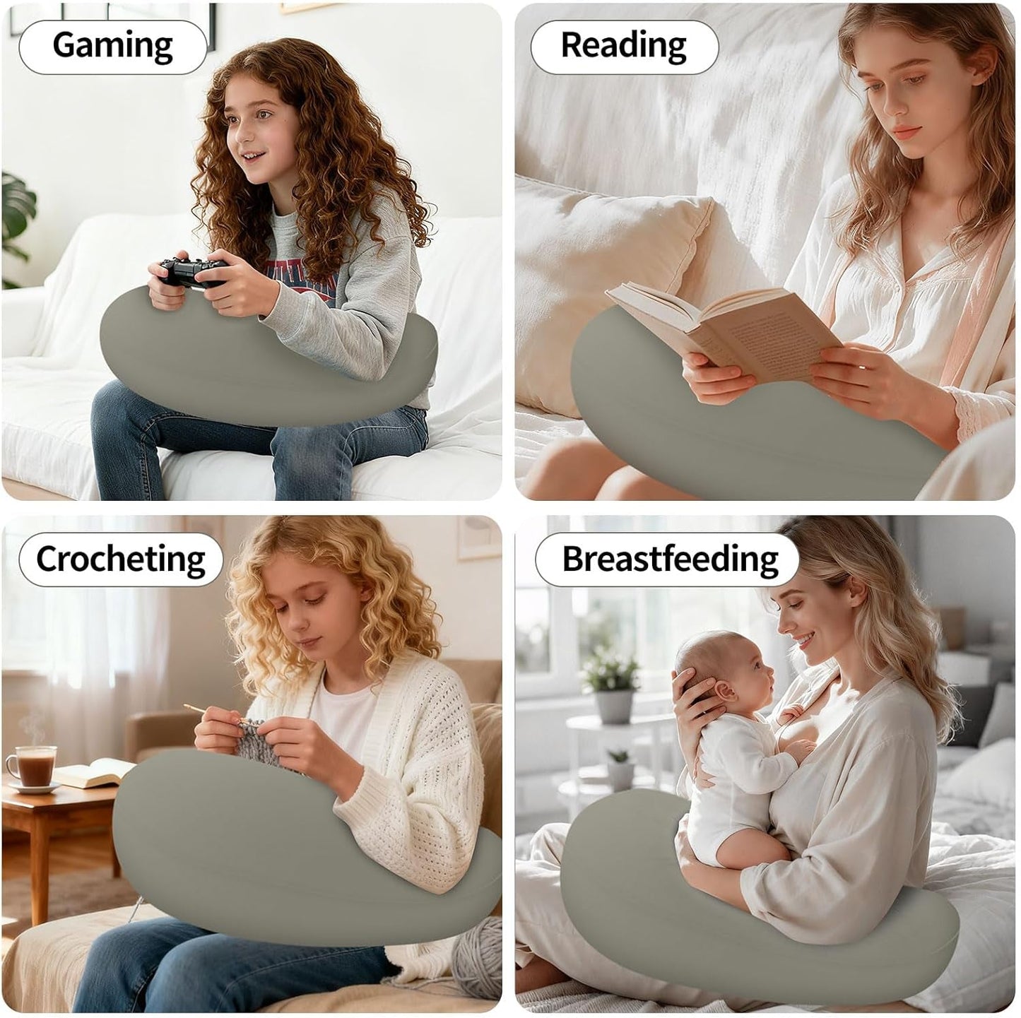 Cuscino da lettura e cuscino da gioco, cuscino da lettura gonfiabile portatile con custodia, cuscino ergonomico all'uncinetto per leggere, giocare, lavorare all'uncinetto e