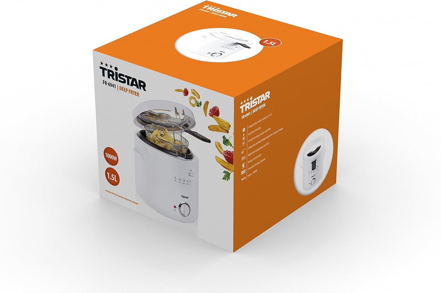 Friggitrice Tristar FR-6941 - termostato, 1,5 L, 1000 W, bianco Elettrodomestici Naty Shop
