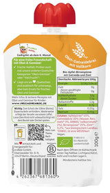 FRECHE FREUNDE Bustina di frutta biologica comprimibile Mela Cannella Pera Riso Farro Purea di frutta con cereali per bambini 6 mesi+ Vegan Confezione da 6 (6 x 100 g)