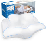 HOMCA Cuscino Collo, Cuscino ergonomico in Memory Foam Fodera per cuscino rinfrescante 3D per posizione supina, laterale o prona, 62 X 41 X 9,5/12,5 Cm Cuscini ortopedici cervicali Naty Shop Bianco