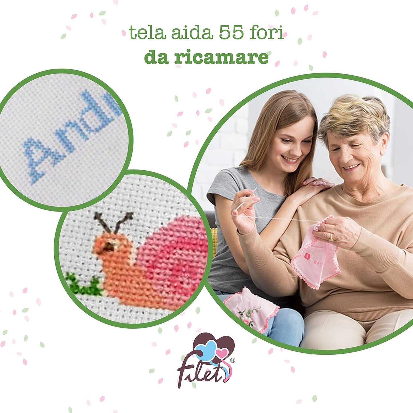 Completo lenzuola navicella bianco e rosa, composto da 1 lenzuolo con angoli, 1 lenzuolo sopra con nastro Aida per ricamo e 1 federa, 100% cotone, Trapunte e trapunte Made in Italy Naty Shop