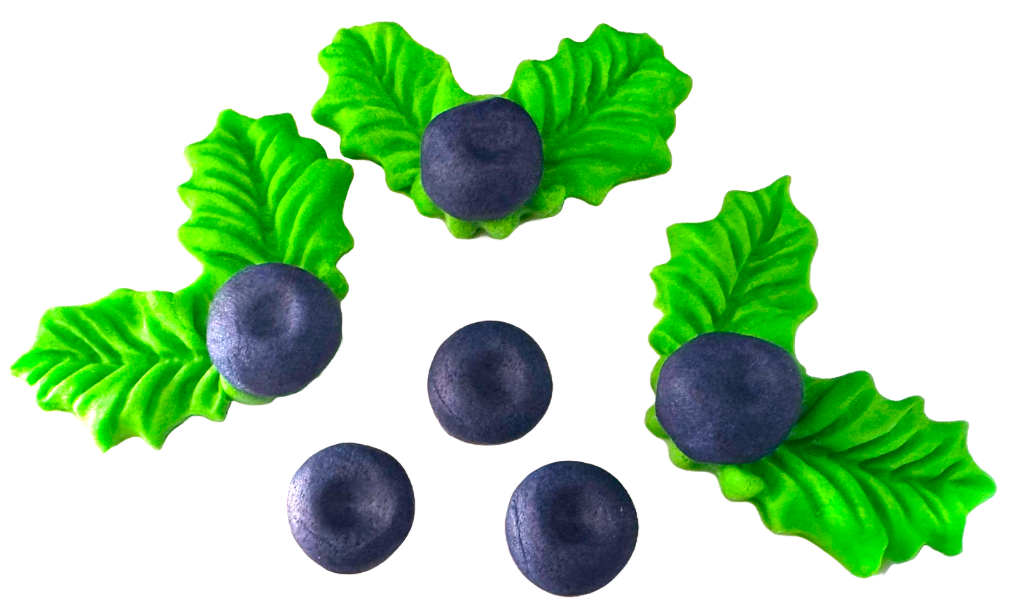 Set di 6 decorazioni di zucchero commestibile, Decorazioni in pasta di zucchero al mirtillo rosso Nati Shop