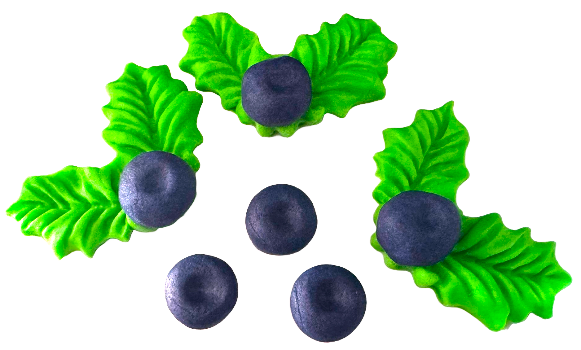 Set di 6 decorazioni di zucchero commestibile, Decorazioni in pasta di zucchero al mirtillo rosso Nati Shop
