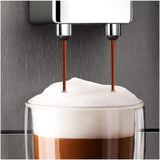 Melitta Avanza - Macchina per caffè espresso completamente automatica con sistema per il latte, macchina per caffè espresso con macinacaffè e serbatoio dell'acqua extra grande (1,5 l) per es. cappuccino o espresso, titano mistico