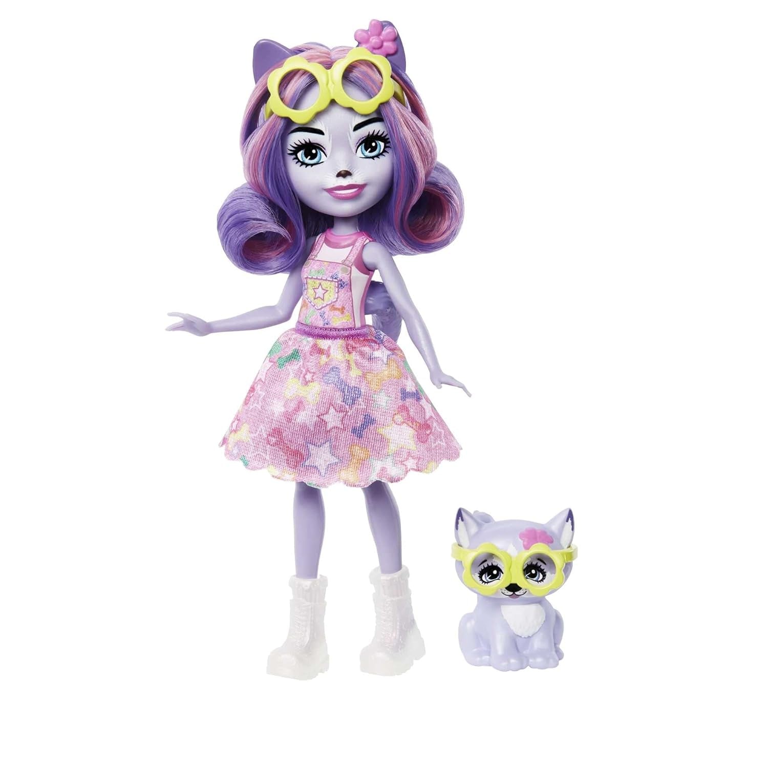 Enchantimals HHB90 - Bambola Hadley Husky (circa 15 cm) e cane da slitta, bambola piccola con gonna e accessori staccabili, ottimo regalo per bambini dai 4 anni in su