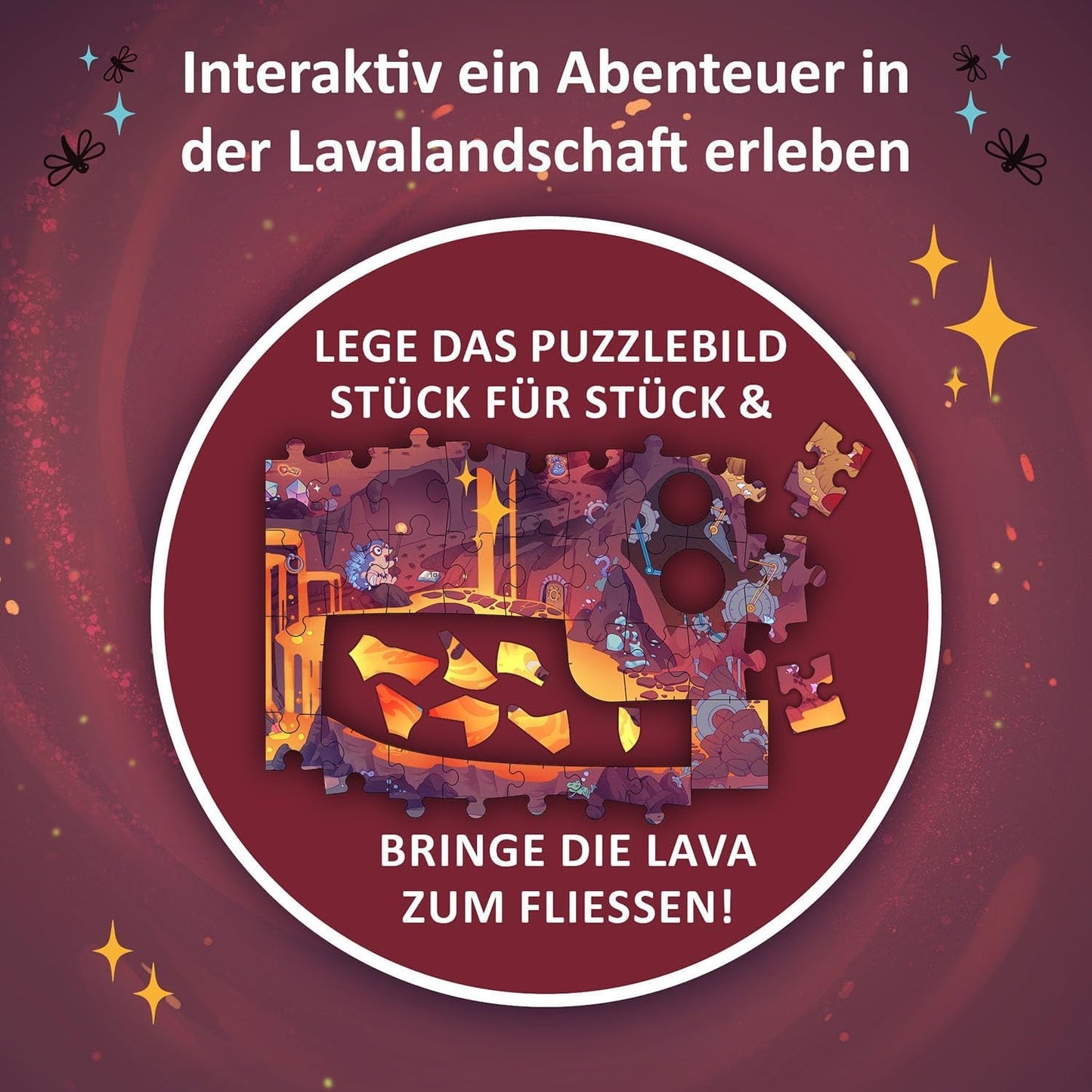 KOSMOS 684853 Den Tiefen Des Vulkans Puzzle Avventura, 258 Pezzi, Puzzle Avventura Interattivo per Bambini 8+, Scopri una Storia Avventura con Ogni Pezzo del Puzzle Puzzle Naty Shop