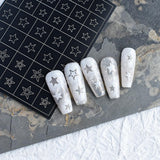 6 Fogli Modello Aerografo Adesivi per Unghie, Farfalla Fiamma Stelle Cuore Stelle Adesivi per Unghie Stampa Stencil Strumento Nail Art Adesivi Autoadesivi per Donne Nail Art Design Adesivi