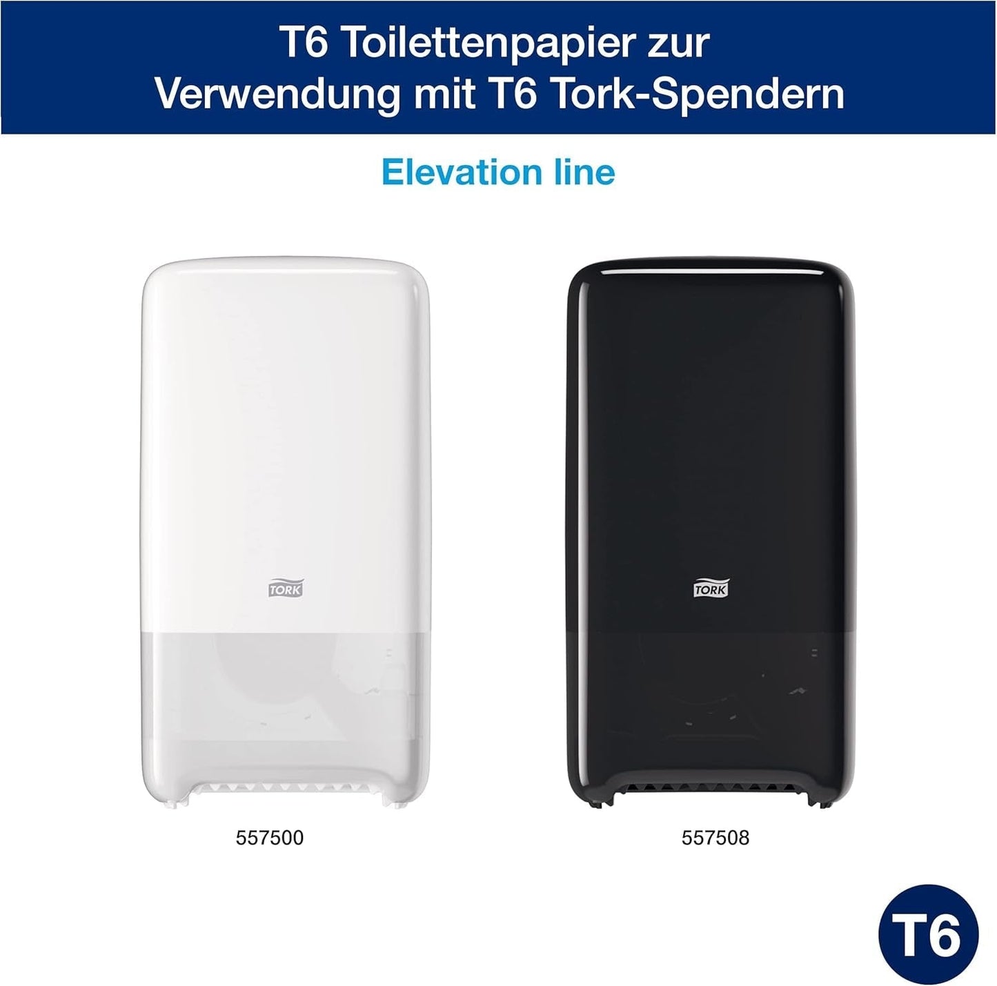 Tork 127530 Carta igienica morbida Midi di qualità avanzata per dispenser di carta igienica Tork T6 doppio rotolo / Carta igienica morbida resistente agli strappi a 2 veli, confezione da 27 (27 x 100 metri)