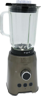 BLACK+DECKER Impastatrice | 500 W | 2 velocità | Funzione impulso | Tappeto in vetro | 1,5 l | Edelstahlmesser Mit 4 Klingen | Herausnehmbar Und Leicht Zu Reinigen | Weiß Und Grau Cucina Naty Shop 1200W Edelstahl