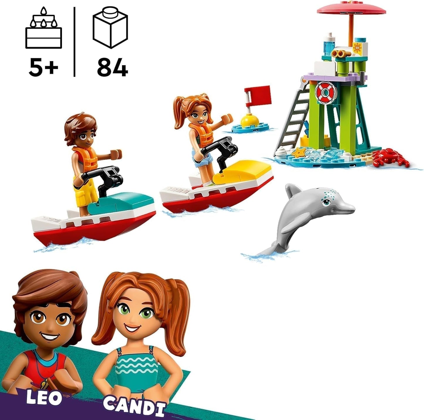 Torre di osservazione del bagnino LEGO Friends con moto d'acqua, giocattolo per bambini, idea regalo per ragazze e ragazzi dai 5 anni con 2 personaggi e un delfino, giocattolo di moto d'acqua 42623 Set da costruzione Besuche den LEGO-Store