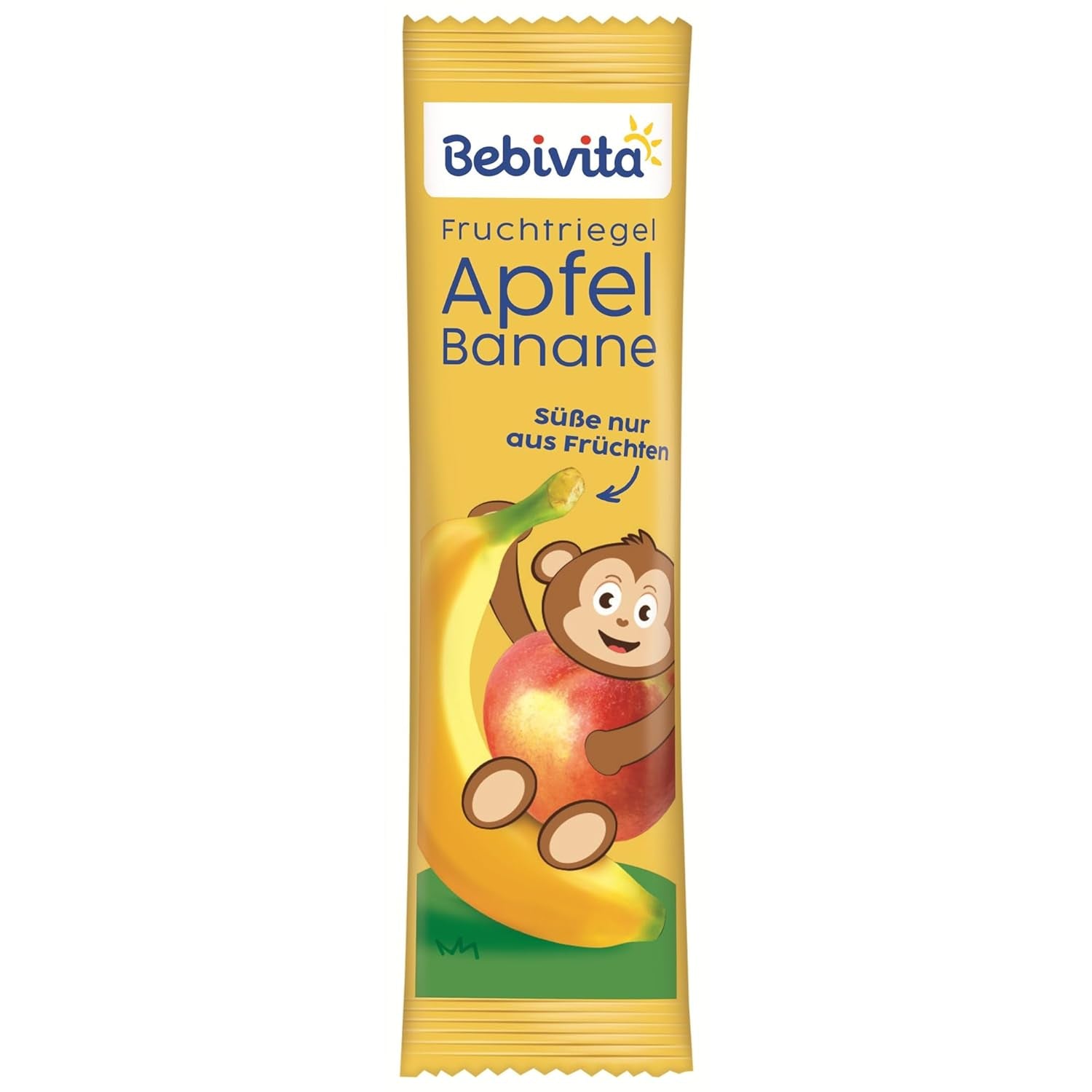 Barrette mela e banana (20 x 25g), dolcificate solo con frutta, perfetto spuntino fuori pasto, preparate con ingredienti rigorosamente controllati e selezionati.