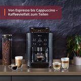 Macchina per caffè espresso automatica KRUPS Arabica Picto, design compatto, facile da usare, controllo rotativo regolabile intuitivo, montalatte, funzione 2 tazze, macchina per caffè espresso, nero, EA810870
