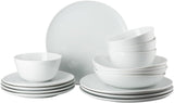 Servizio da tavola Rosenthal Junto White, porcellana, bianco, piatti piani, piatti piani Ø 22 cm, piatti piani Ø 21,5 cm e ciotole per cereali Ø 14 cm, 0,62 l, lavabili in lavastoviglie e adatti al microonde, set per 4