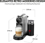 Macchina per caffè espresso con capsule Nespresso XN761B Citiz&Milk | Modalità standby automatica | 1260 watt | Capacità serbatoio acqua: 1 l | Pressione della pompa: 19 bar | Argento