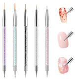 5 pezzi Set di pinsel per nail art Strumento per punteggiare Pinsel per nail art Nageldesign Penna per punteggiatura a doppia estremità Strass Acrilico professionale Feinmalerei Nail Art Design
