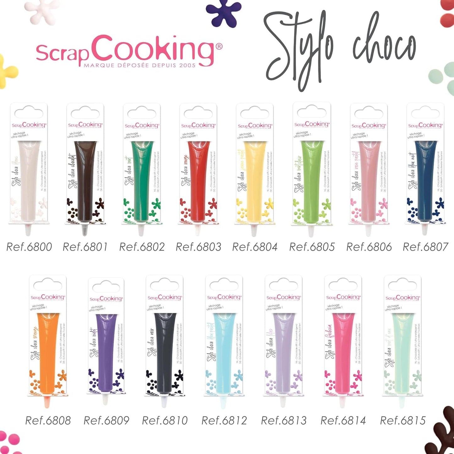 Scrapcooking - Penna al cioccolato marrone - Zucchero per scrivere al cioccolato 25 g - Penna di zucchero decorativa commestibile - Scrivere e disegnare - Etichettare fondente, glassa, torte - 6801