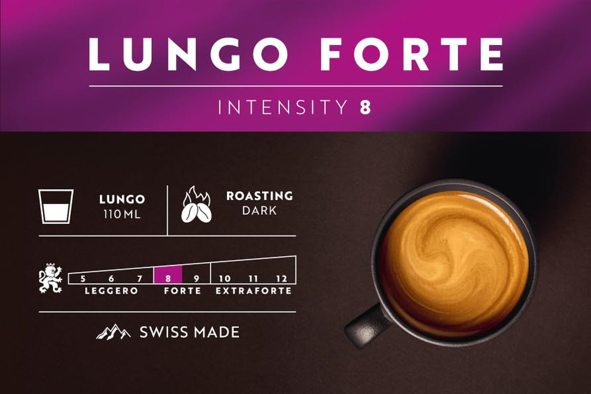 Café Royal Professional Tamponi, Lungo Forte, 50 tamponi compatibili Nespresso (R) Professional per ufficio e gastronomia, Rainforest Alliance zertifiziert, 100 centesimi di Arabica Kaffee, intensità 8