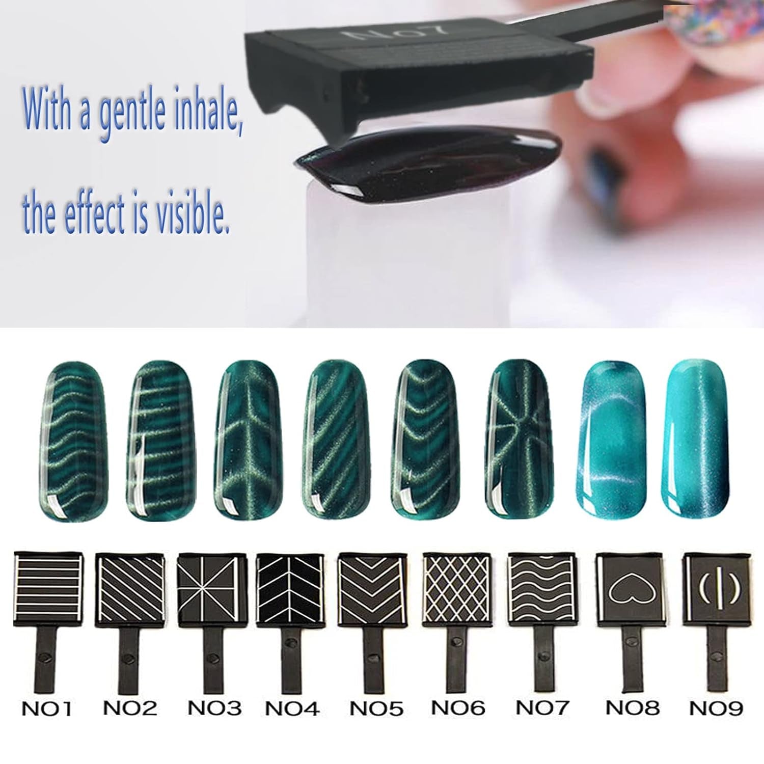 14 pezzi Nail Art Werkzeug Magnetstift DIY Magic 3D Magnet Stick Set Verwendung con Cat Eye Gel Pulver o der Nagelack - Magnetic Stift Katze Eye Pen per un ideale effetto magico Katzenaugen