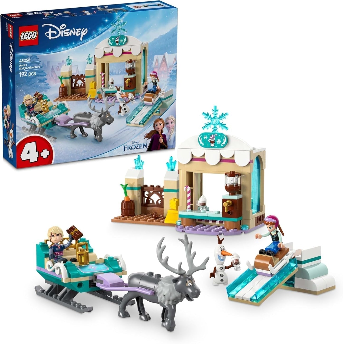 LEGO® Disney Frozen: Avventura sulla slitta di Anna, set da gioco costruibile e fantasy, supporto di cioccolato con mini bambole Anna, Kristoff, Olaf e Sven, principessa giocattolo per ragazze a partire da 4 anni 43256 Set da costruzione Besuche den LEGO-Store Titolo predefinito