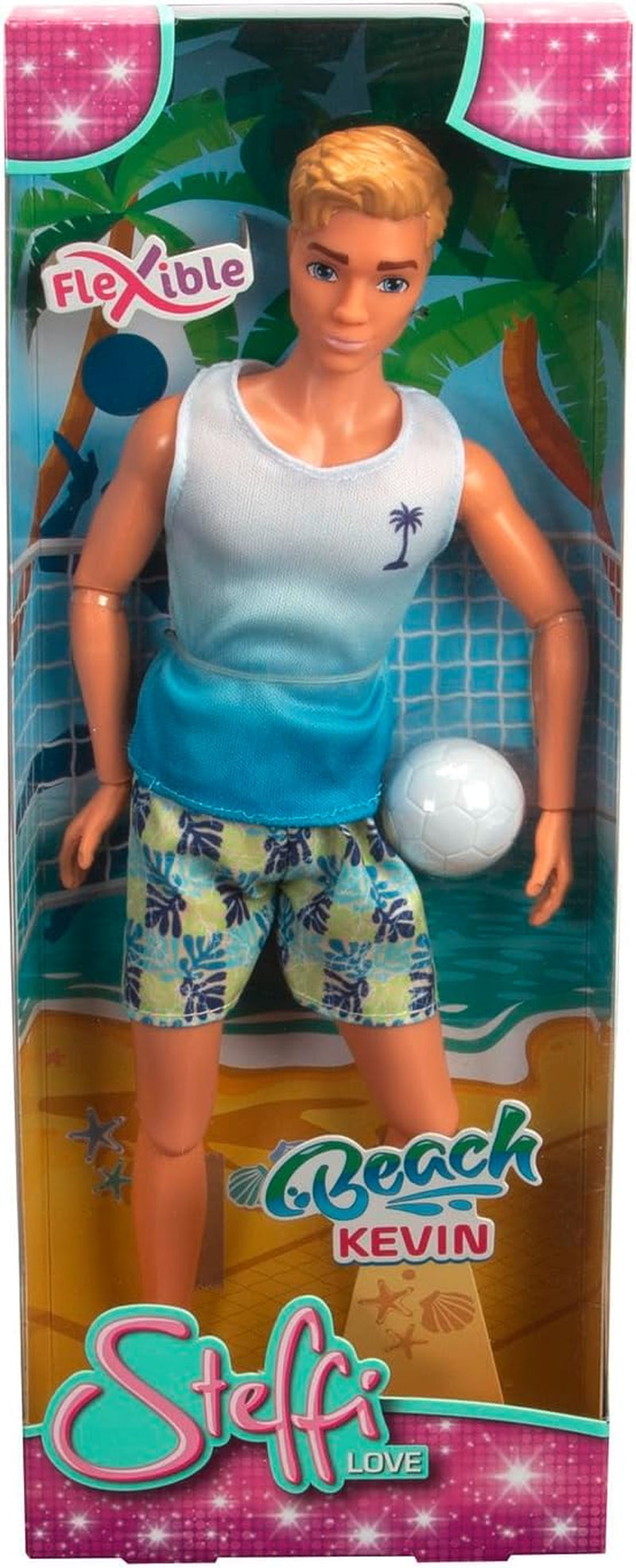 Steffi Love Beach Kevin, Kevin in costume da bagno con maglietta e pallavolo, bambola da gioco completamente mobile, alta 30 cm, da 3 anni in su, bianca Naty Shop Dolls Titolo predefinito