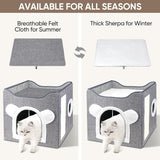 Katzenbetten für Indoor Katzen, Faltbares Katzenhaus, Katzenhöhle 2 Schicht Würfel Großer Raum Katzenbett mit Kratzbrett und Spielball, 15.8 x 15.8 x 15 pollici