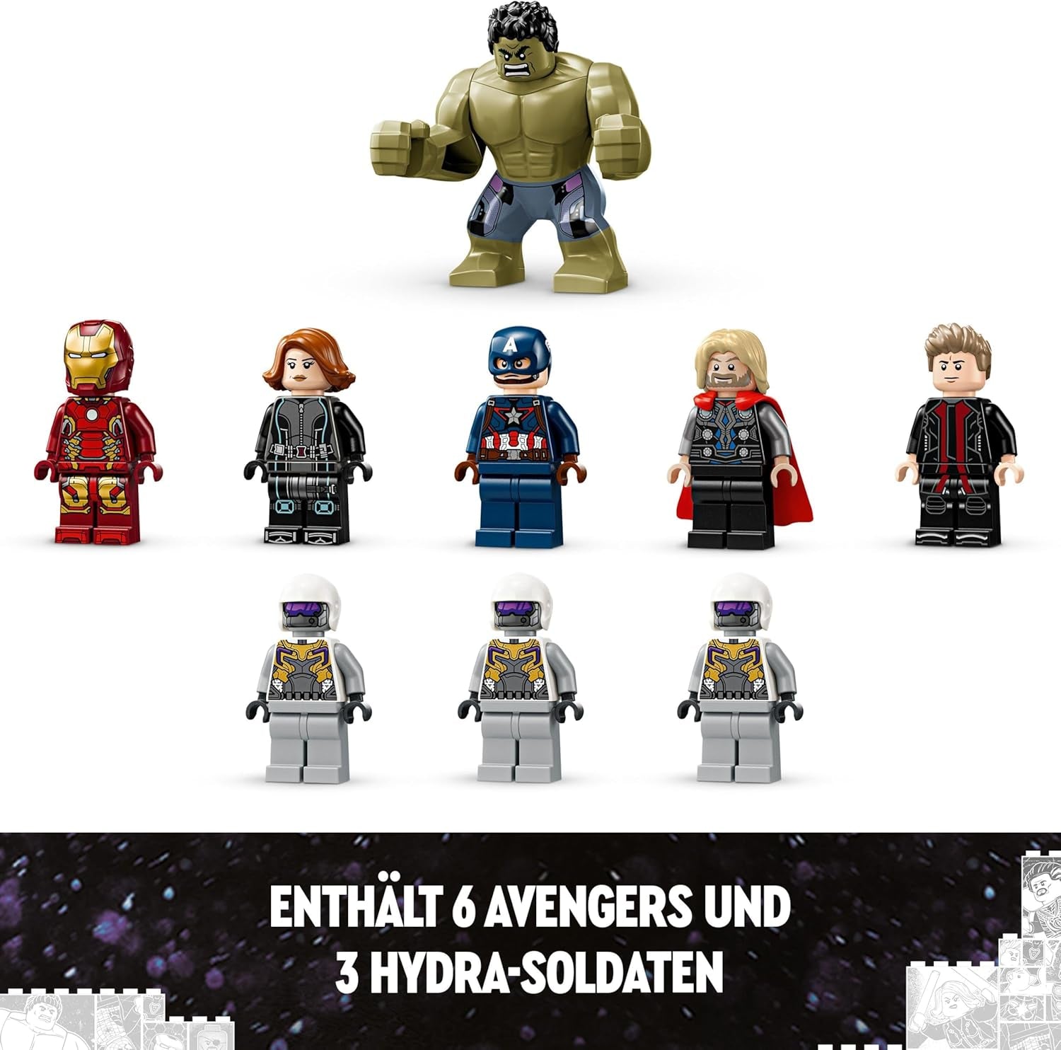 LEGO Marvel Avengers Assemble: Age of Ultron, set costruisci e gioca con 8 minifigure di supereroi come Thor, Hulk e Iron Man, giocattolo costruibile per ragazzi e ragazze, set avventura 76291 Set da costruzione Besuche den LEGO-Store
