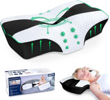 SAHEYER cuscino ortopedico cuscino di sostegno per il collo cuscino per la testa cuscino ergonomico per il collo cuscino per chi dorme sul fianco 60 X 40 X 13/11 cm cuscino in memory foam per chi dorme sul fianco schiena e stomaco Cuscini ortopedici cervicali Naty Shop Nero