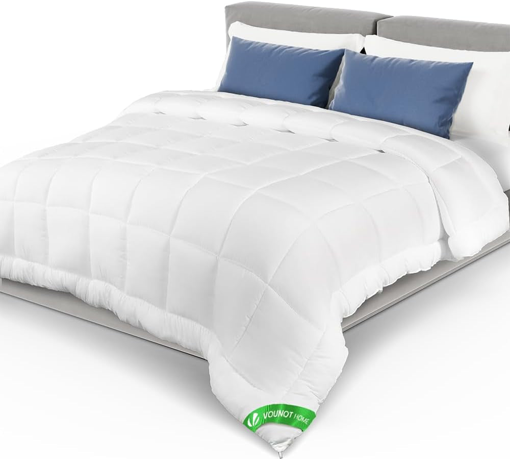 VOUNOT Piumino Invernale 155X200Cm, Set da 2 Piumini Invernali 4 Stagioni, 500G/M², Composto da 2 Piumini Annodati Insieme Piumino Adattabile per Estate e Inverno, Trapunte e Trapunte Standard Oeko-Tex Naty Shop Coperta Estiva Leggera 220X240Cm