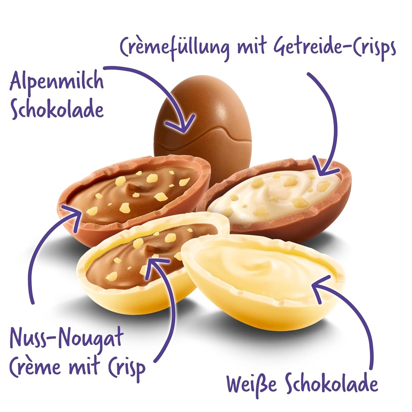 Mix per uova Milka - Colorato mix di uova di cioccolato ripiene per Pasqua, in cinque varianti - 350g