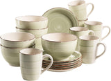 MÄSER 931490 Bel Tempo II Servizio da colazione per 6 persone in look vintage, ceramica dipinta a mano, set di stoviglie da 18 pezzi, verde, gres