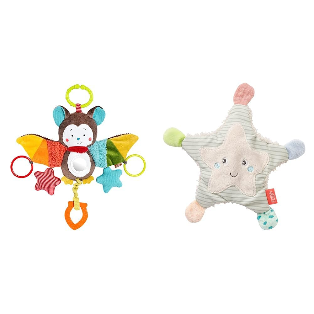 Fehn Giocattolo attività Polpo - Giocattolo per abilità motorie per passeggini e partenze brillanti, Oball, Giocattolo a sonagli con palline per camminare, Giocattolo interattivo per bambini Bebe Toys Naty Shop Pacchetto attività fruscio di animali Pipistrello