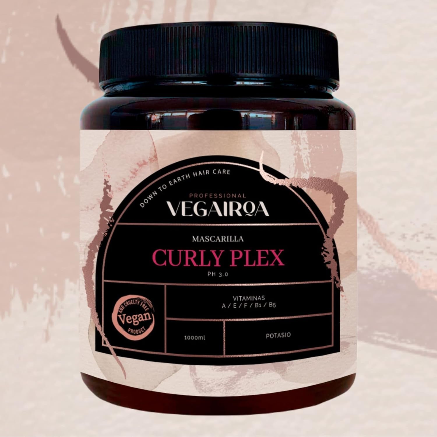 VEGAIROA - Curly Plex Mask - Maschera per ricci definiti senza effetto crespo - Cura idratante profonda - Per capelli ricci o ondulati - Prodotto professionale per parrucchieri vegani - Maschera per capelli Naty Shop da 1000 ml