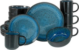 CreaTable, 20149, serie Nordic Fjord Blue, set di stoviglie da 16 pezzi per 4 persone, servizio combinato in porcellana, lavabile in lavastoviglie e adatto al microonde, produzione di qualità