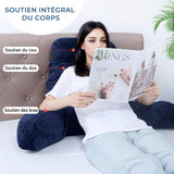INFANZIA cuscino da lettura con braccioli, memory foam, supporto ergonomico per divano e letto, blu navy