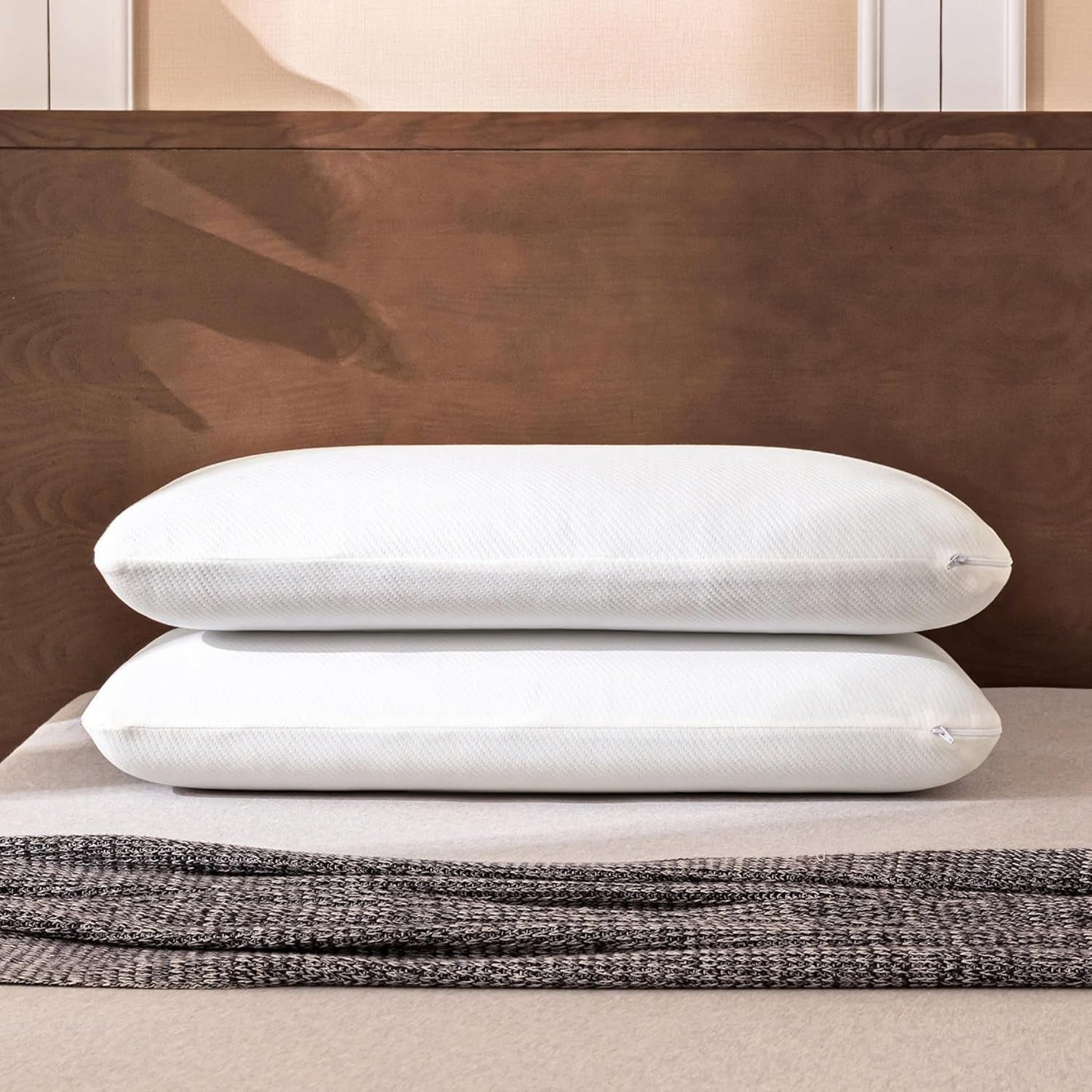 EGO HOME Cuscino Memory Foam Morbido Cuscino ergonomico per chi dorme sulla schiena Cuscino per il supporto del collo per chi dorme sul fianco Con fodera traspirante e lavabile, Certificato Oeko-Tex, Cuscino per il collo 75X35Cm Perne standard Naty Shop