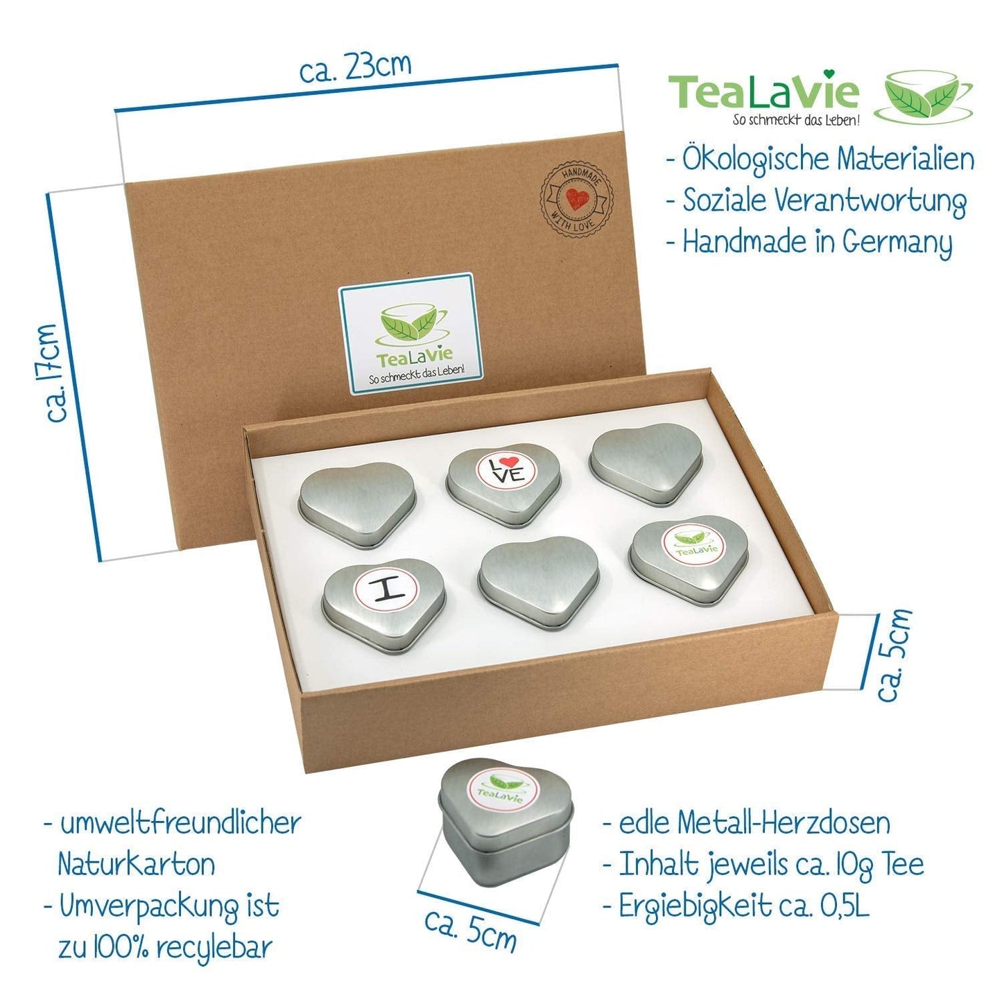 Tealavie Set regalo di 6 tè alla frutta (60 g) Set campione Confezione regalo Grazie Idee regalo per le colleghe Festa della mamma 2024
