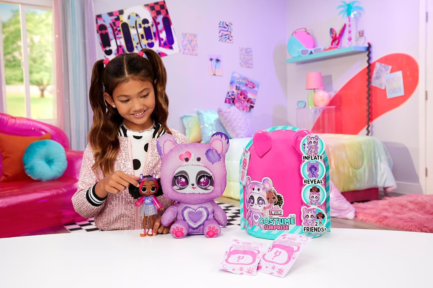 LOL Sorpresa! Costume da preadolescente, cerchi a sorpresa, bambola alla moda carina con costume gonfiabile da panda viola e tante sorprese, tra cui moda e accessori fantastici - Ideale per bambini dai 4 anni in su