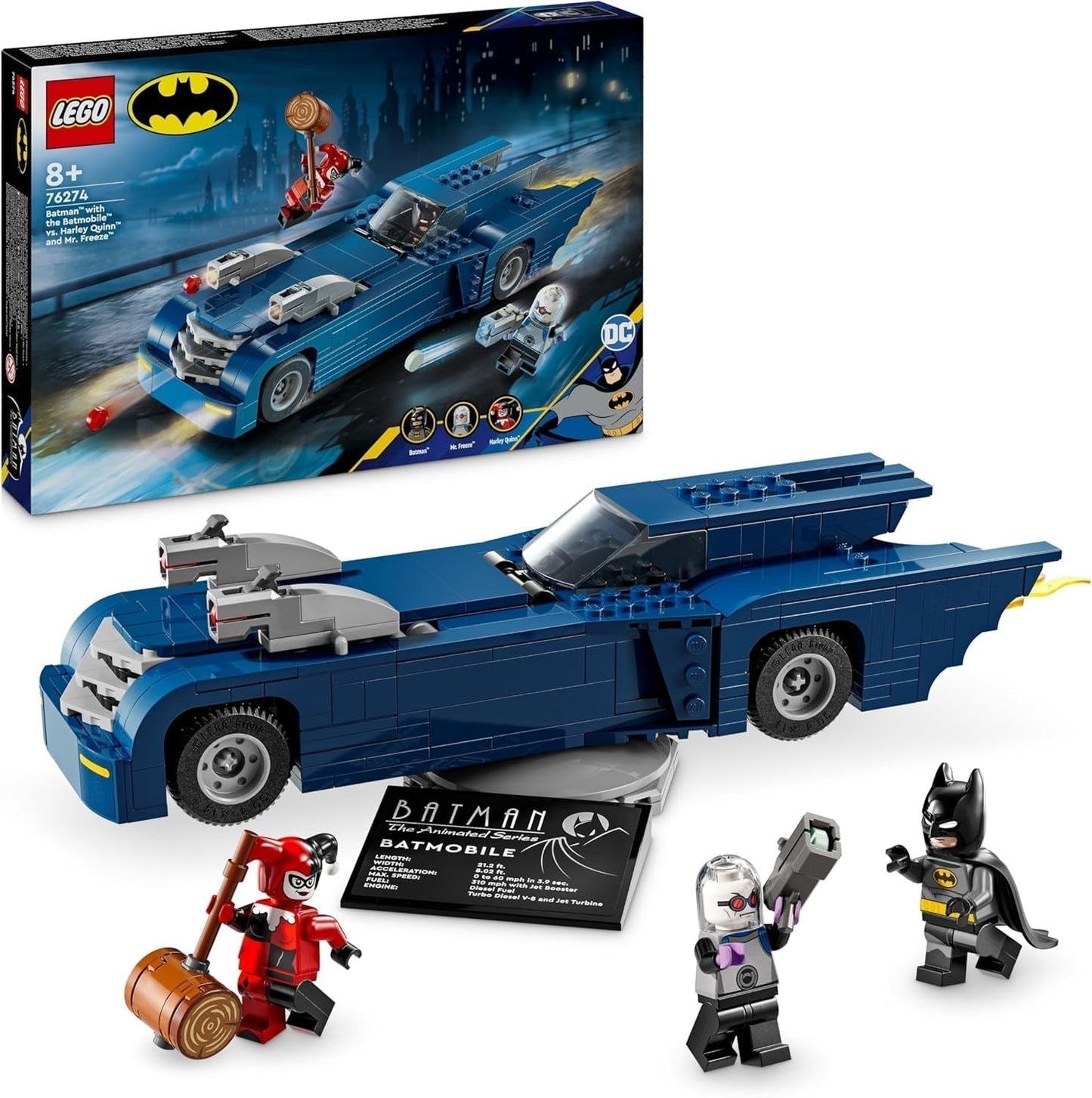 LEGO DC Batman: Batman sulla Batmobile vs. Harley Quinn e Mr Freeze Auto giocattolo dei cartoni animati per bambini Regalo per ragazzi e ragazze 8 anni 76274 Set da costruzione Besuche den LEGO-Store Titolo predefinito
