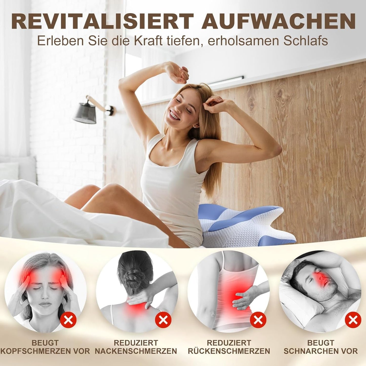 Cuscino ergonomico per chi dorme sul fianco - Cuscino per il collo Cuscino di supporto per dolori al collo e alle spalle Cuscino ortopedico per il collo in memory foam per pancia, schiena e chi dorme sul fianco con supporto per il collo Cuscini ortopedici cervicali Naty Shop