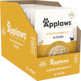 Applaws Alimento Umido per Gatti 100% Naturale, Petto di Pollo in Brodo - Confezione da 12 Bustine da 70g