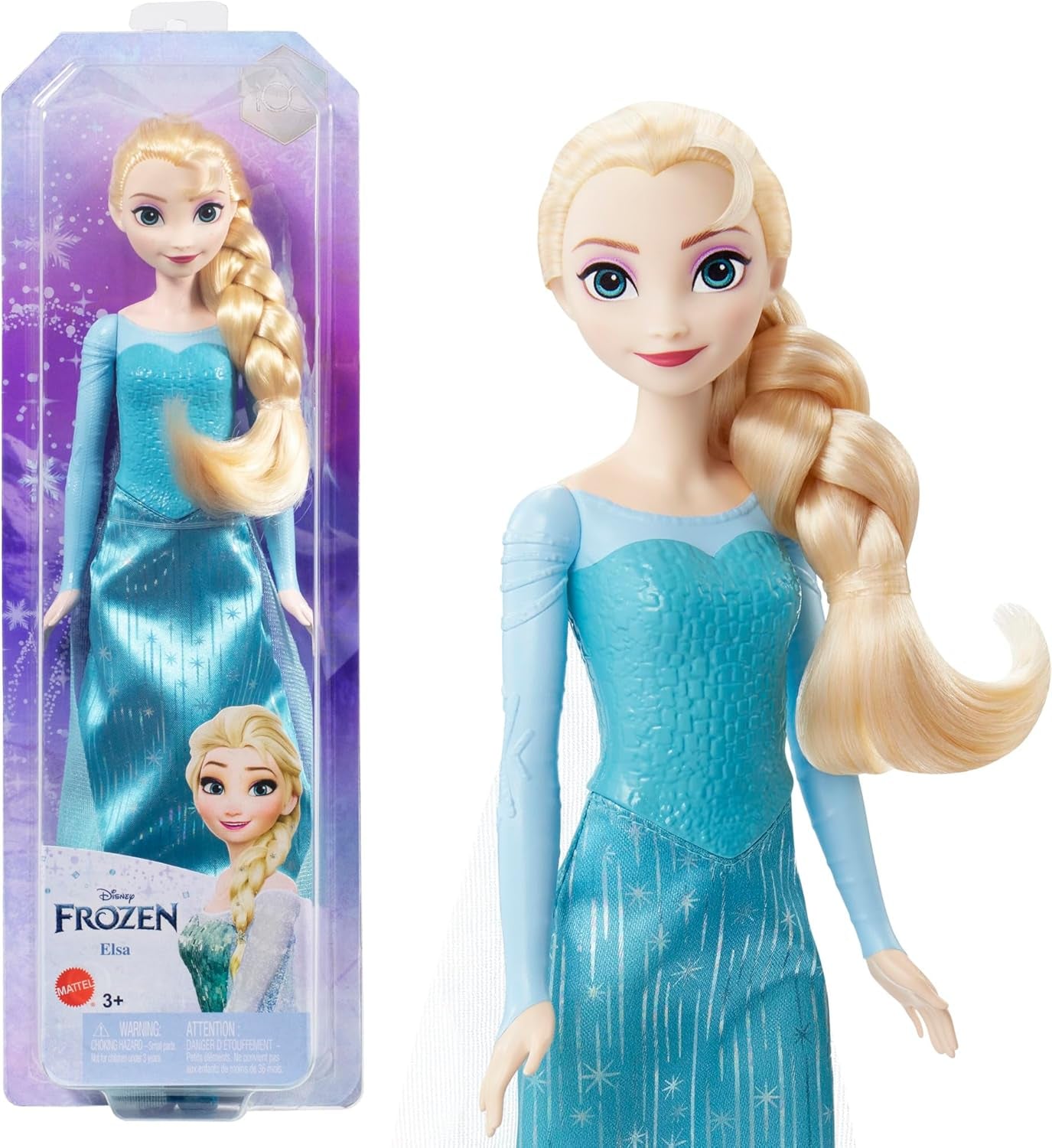 Mattel Disney The Ice Queen Elsa Doll, The Ice Queen Doll, Capelli biondi pettinati, Mobili, Scarpe rimovibili, Regali Disney, Giocattoli a partire da 3 anni, HLW47 Naty Shop Bambole Elsa Capelli pettinabili