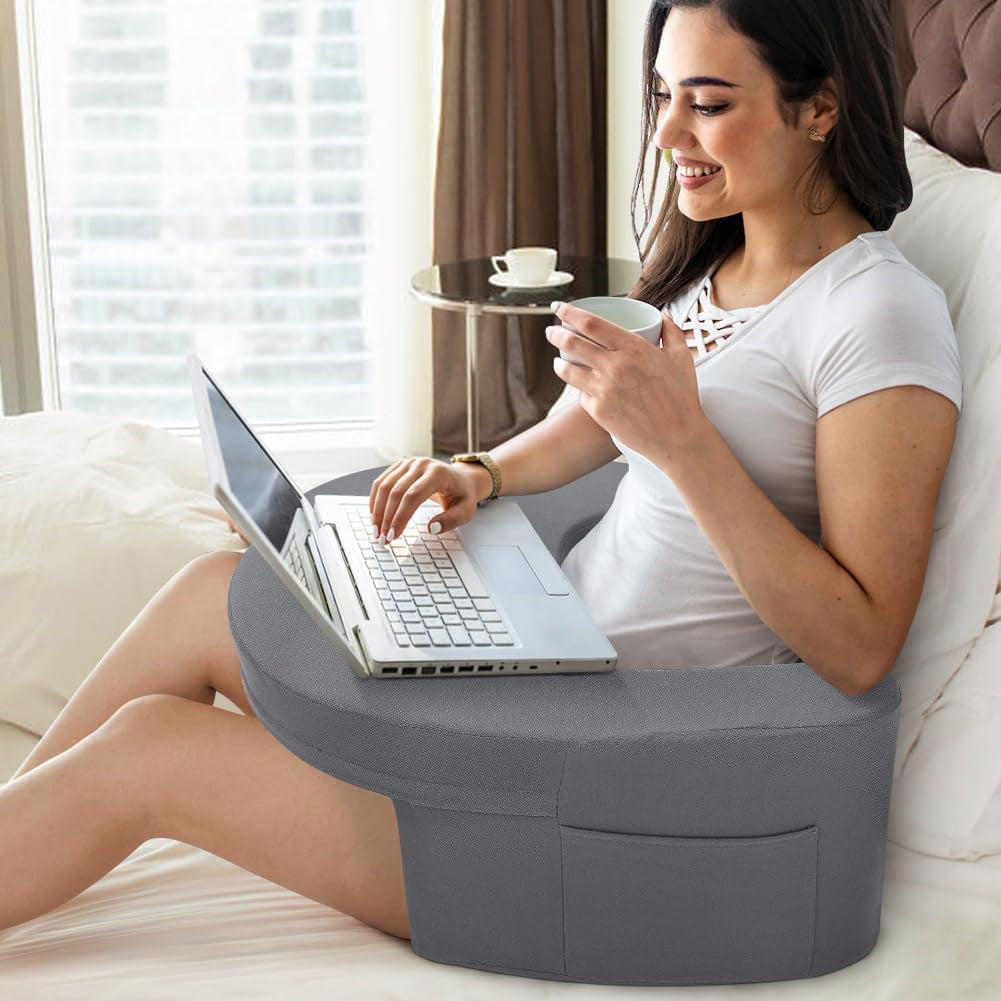 Cuscino da lettura per letto e divano, Cuscino da gioco, Cuscino da gioco per laptop, Cuscino da gioco con braccioli e tasca laterale, per adulti che giocano, leggono, guardano la TV, giocano sul divano
