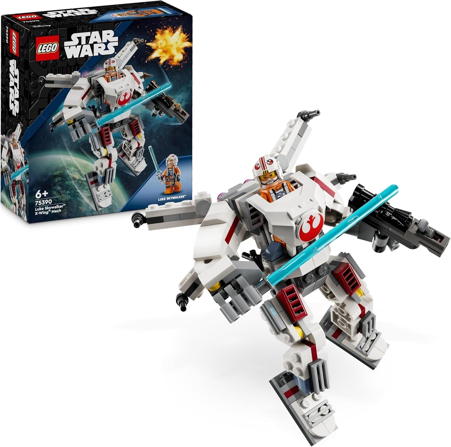 LEGO Star Wars Luke Skywalker X-Wing Mech Mattoncini giocattolo da collezione Azione Avventura Idea regalo per ragazzi e ragazze creativi dai 6 anni in su 75390 Set da costruzione Besuche den LEGO-Store Titolo predefinito