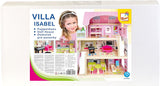 Bino World of Toys Casa delle bambole con balcone, giocattolo per bambini a partire da 3 anni, con 3 piani, scale, 4 stanze e balcone incl. 15-TLG. Accessori, Per promuovere le abilità dei bambini, Case delle bambole Naty Shop dal design rosa