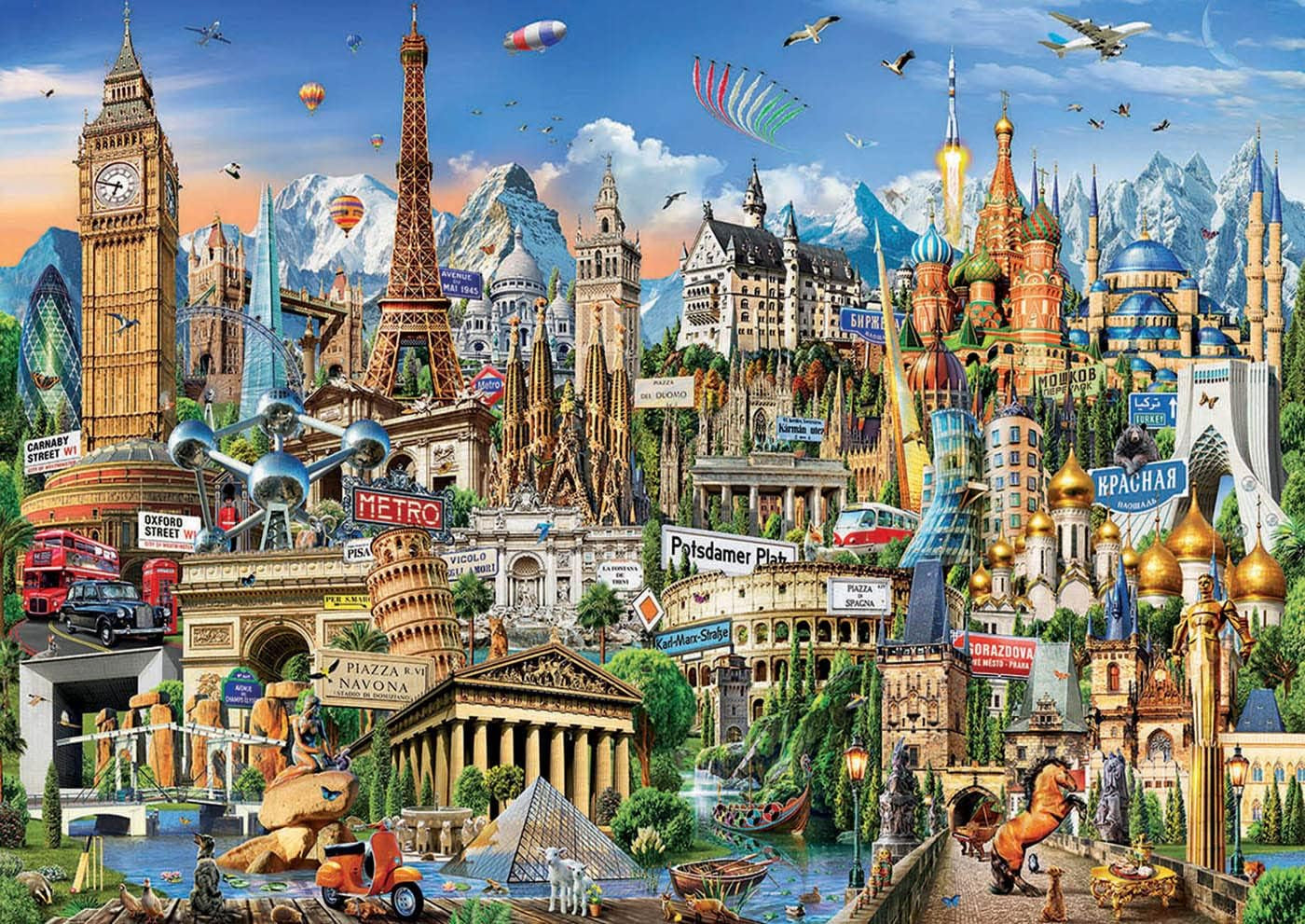 Educa - Puzzle 2000 pezzi per adulti | Monumenti d'Europa, puzzle 2000 pezzi per adulti e bambini dai 14 anni, Attrazioni turistiche (17697) Puzzle Naty Shop
