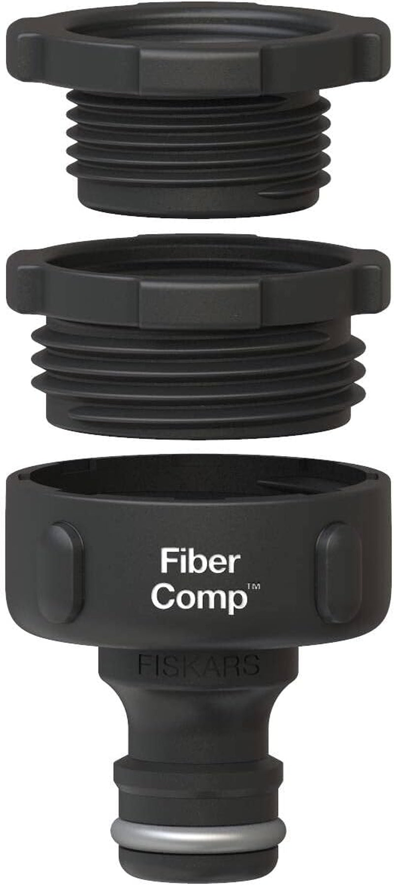 Fiskars Connettore per rubinetto, per rubinetti, Ø 21mm (G 1/2"), FiberComp, misura universale, 10g, Nero/Arancione, 1027053